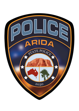 Arida State Police badge